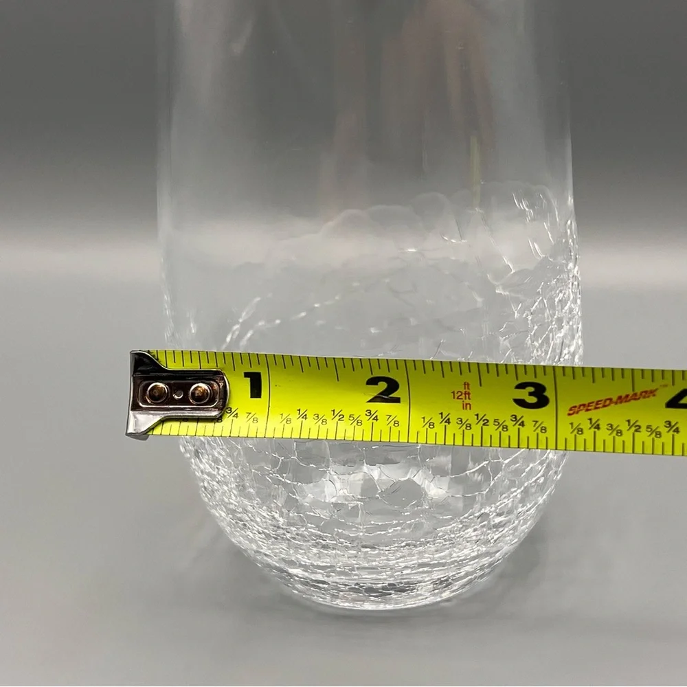 Pier 1 Crystal ANGLED RIM CRACKLE Tall Flat Tumbler 5 7/8